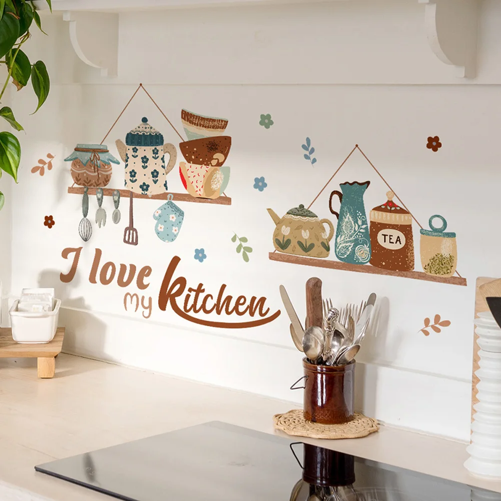 Cartoon Wall Stickers, Fun Design Removable Waterproof Wall Decals, Hand-Painted Style PVC Wall Posters for Dining Room, Kitchen, Kids' Room, and Home Decoration