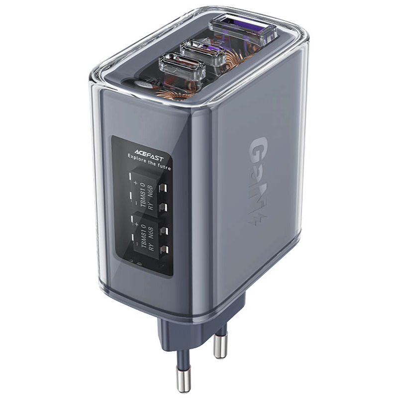 Acefast PD 65W GaN3 Wall Charger A47 Crystal Series 2 Type-C+1 USB Fast Charging Adapter