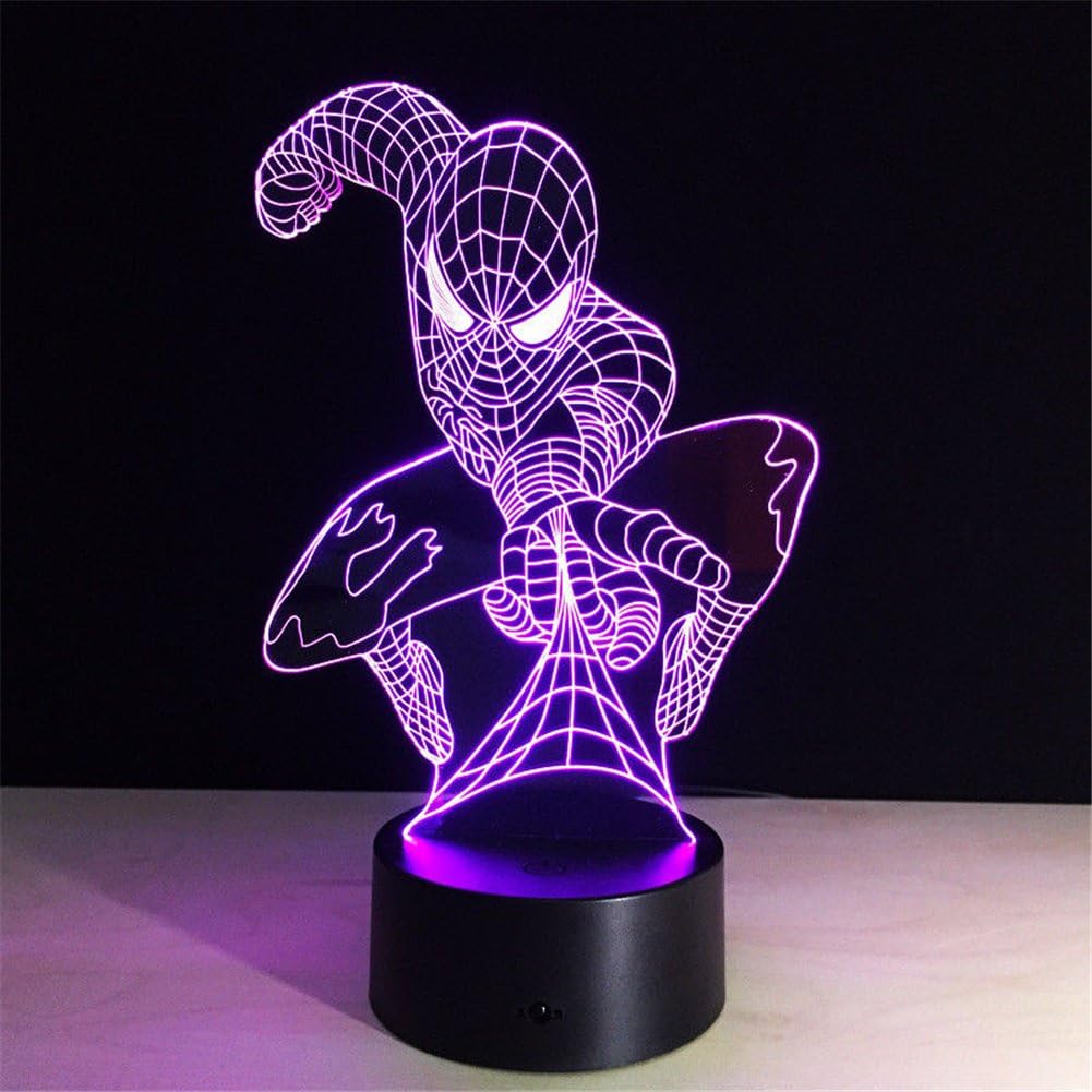 Creative Spider-Man 3D Optical Illusion Night Lamp Bedside Table Lamp