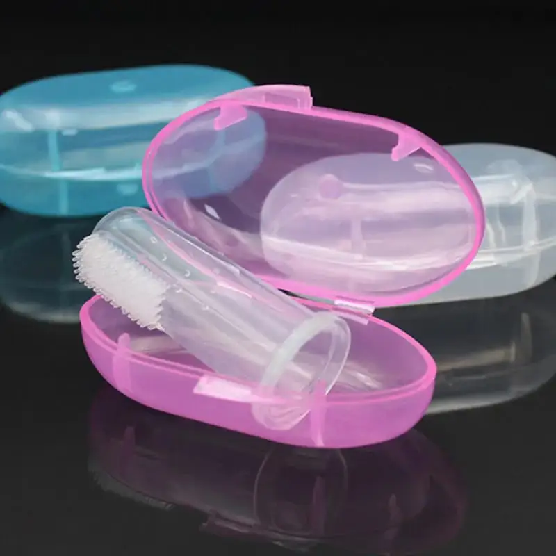 Finger Toothbrush Silicon Toothbrush+Box Children Teeth Clear Soft Silicone Infant Tooth Brush Rubber Cleaning Baby
