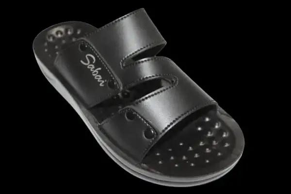 Sabai Thai Comfort Black Color Synthetic Leather Upper With Reflex Insole And Polyurethane Sole Slides For Men S5106