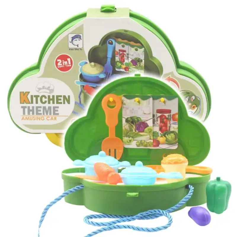 2 in 1 Happy Times Kitchen Theme Amusing Briefcase Car Set - Size Approx. 8 inch - Kitchen Mini Briefcase Car