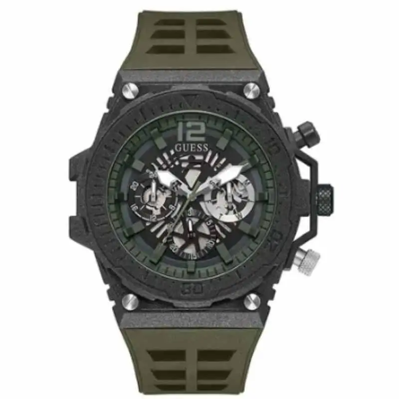 Guess Men's Exposure Chronograph Silicone Wrist Watch GW0325G2 - 48mm - Green