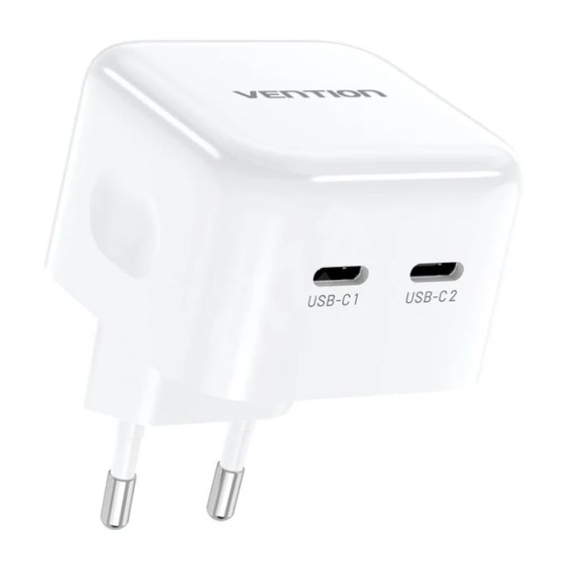 Vention GaN FAST Charger | 2 x Port Type-C Each Port Support 35W | Compatible With Laptop, Tablet, Switch , Phone at high speed |EU Plug
