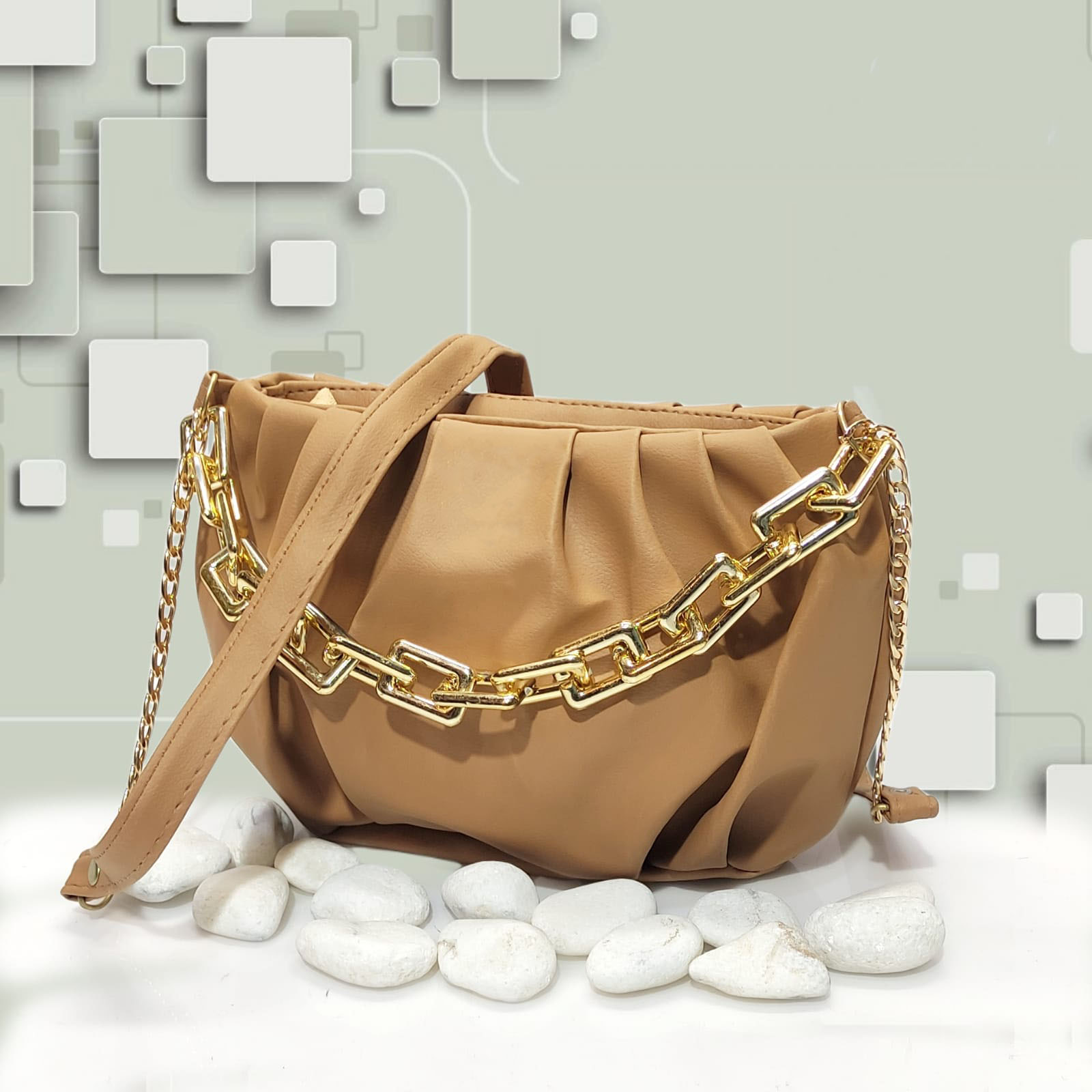 Stylish Golden chain Bag ( Biege )