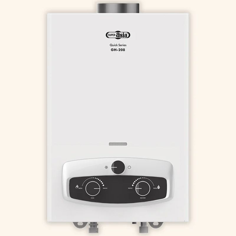 Super Asia GH-208Di Instant Geyser LPG Gas New Model 08 Litre 3 Knobs For Tempreture & Weather Control With Official Warranty