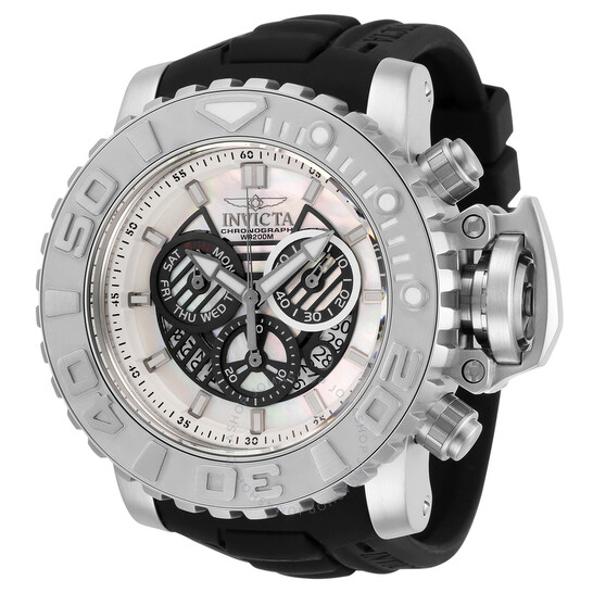 Invicta Sea Hunter Chronograph Quartz White Mother of Pearl Dial Men's Watch