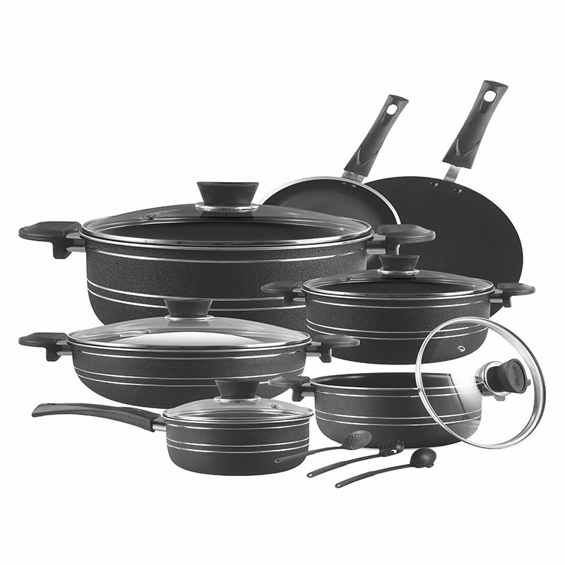 Domestic Super Non stick Gift Set 18 pcs Random Color D106 best cookware imported non stick coated