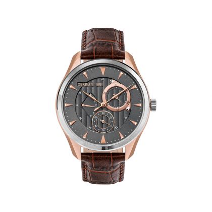 Cerruti Men's Canazei Round Shape Analog Wrist Watch 42 mm - Brown - C CRWA29902