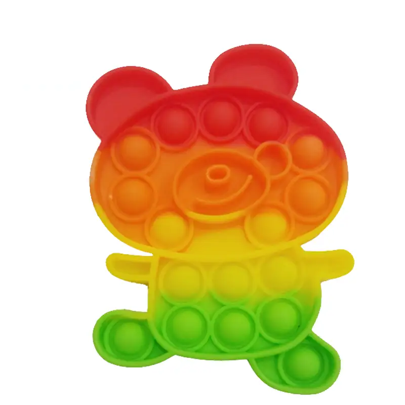 Push Pop Bubble Fidget Spinner Pop It Silicone Toy 5Inches Rainbow Teddy Bear 2
