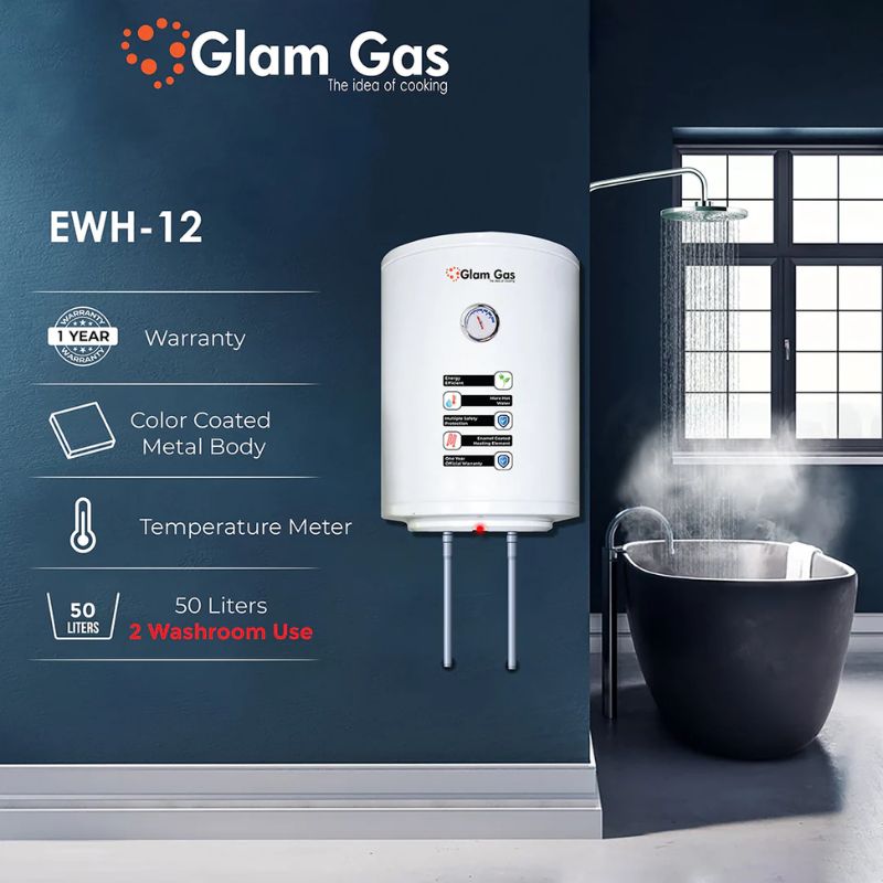 Glam Gas EWH-12G (50Litr) Water Heater With Official Warrnaty