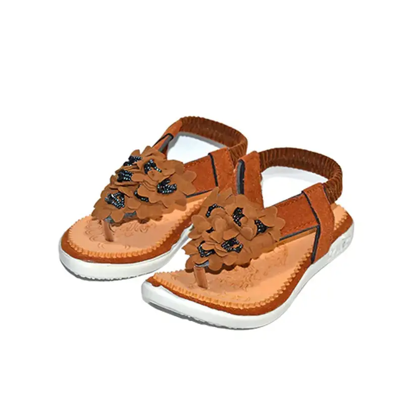 Flower Sandal For Girls Brown