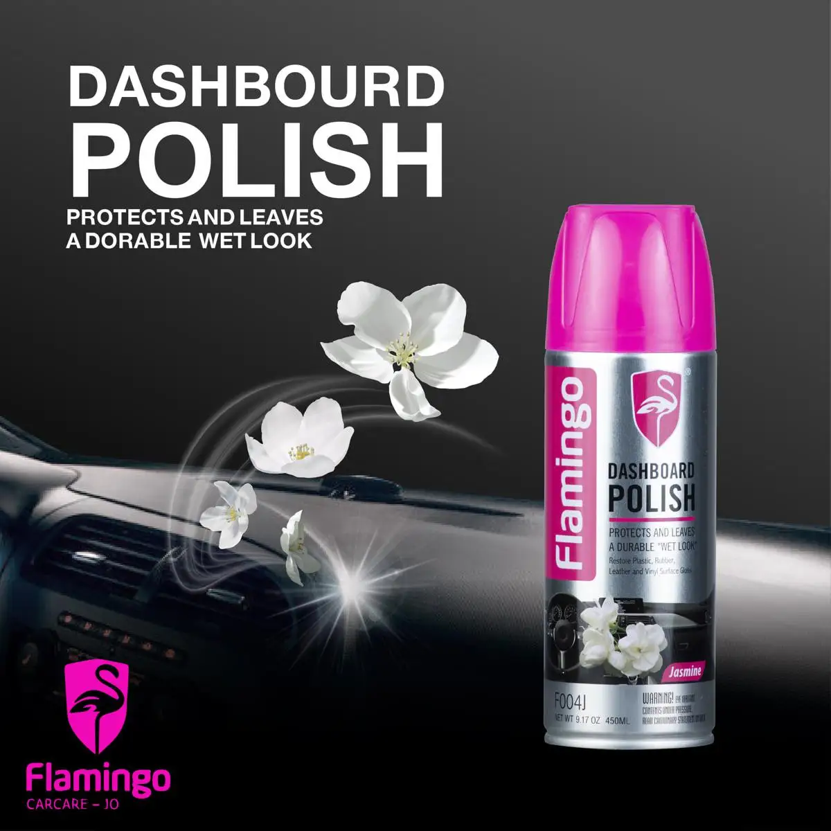 Flamingo Car Dashboard Polishes, Leather Polishes - 450ml - JASMINE