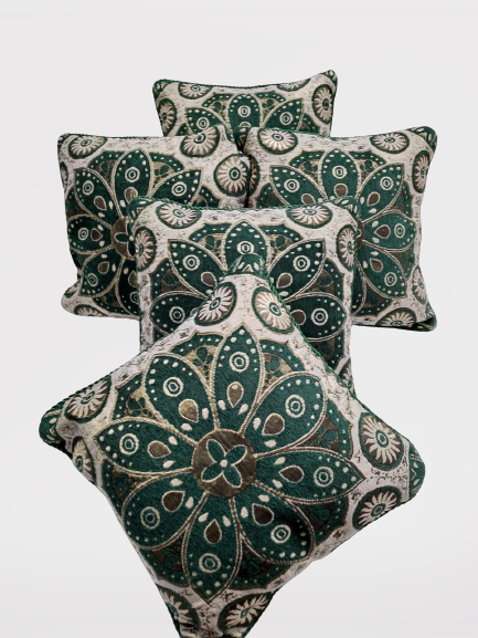 Velvet Cushion Covers | 5pcs Set | Green | JC-14