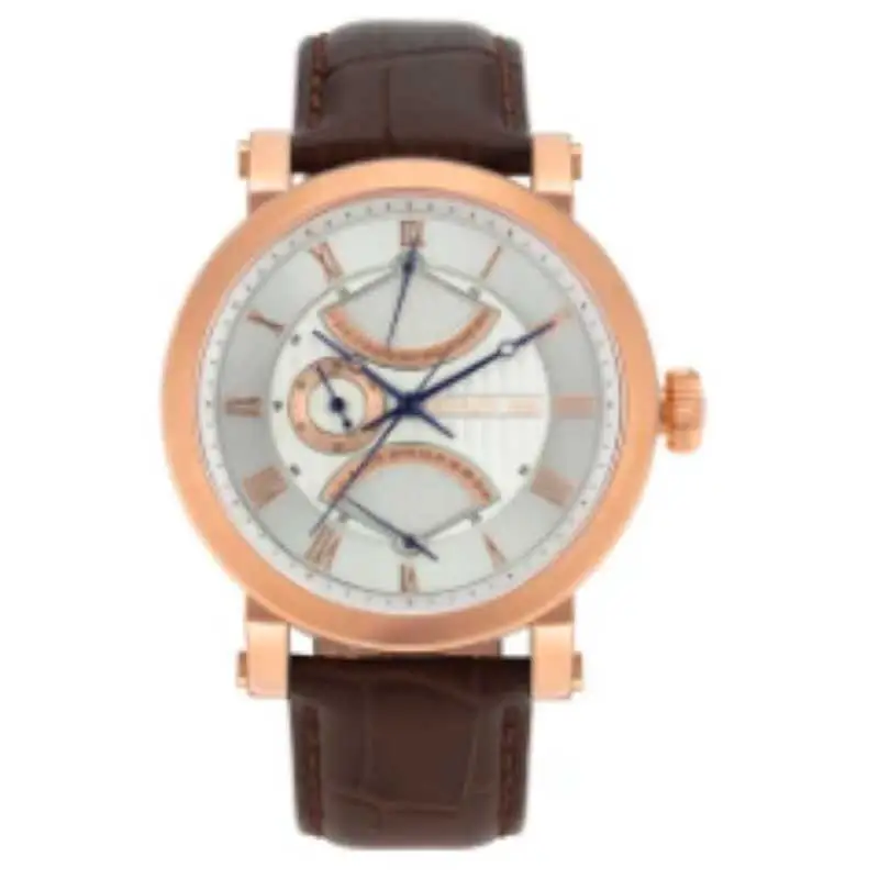 Cerruti Men's Cavalese Round Shape Leather Band Chronograph Wrist Watch 44 mm - Brown - C CRWA24601