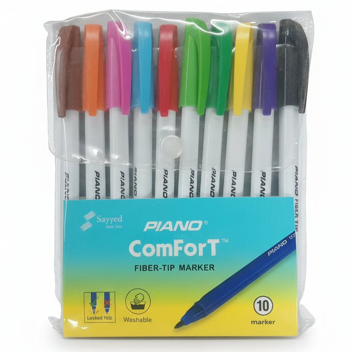 Piano ComForT Fiber-Tip Marker Pack (10 Colors)
