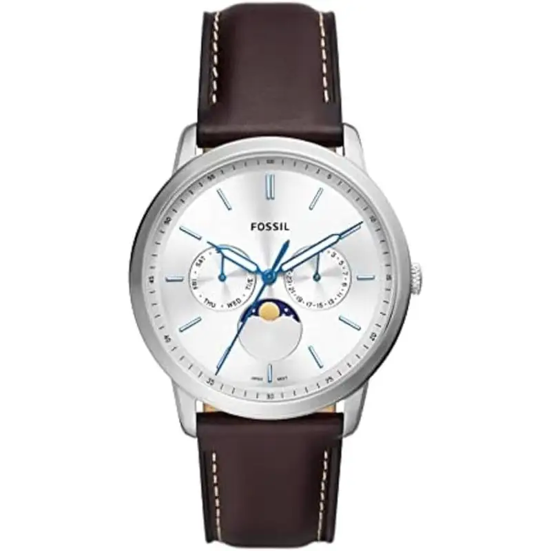 Fossil Men’s Quartz Brown Leather Strap Silver Dial 42mm Watch FS5905