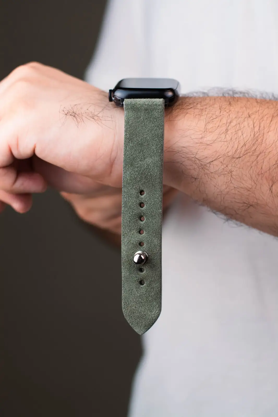 Waji's | Olive Green Apple Watch Strap - Suede Leather Strap