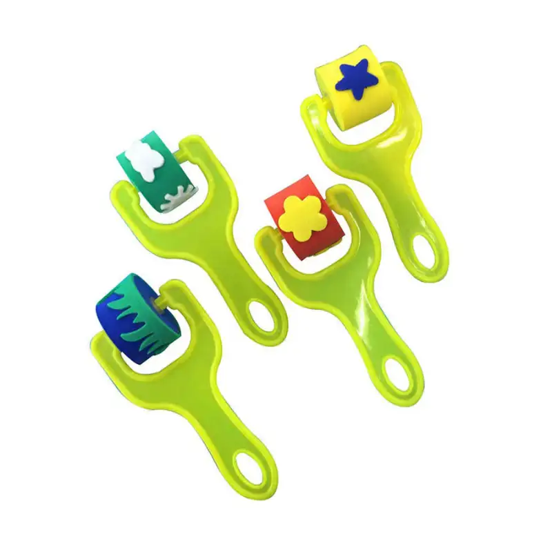 4pcs Creative Flower Star Sponge Roller Paintbrush DIY Painting Tools Kids Toy Mini Seal Educational Toys For Children