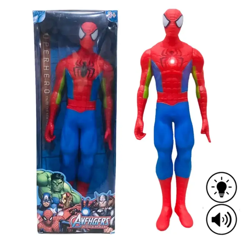 Marvel Avengers Spiderman Action Figure With Lights And Music Rubber Toy For Kids 10 Inches