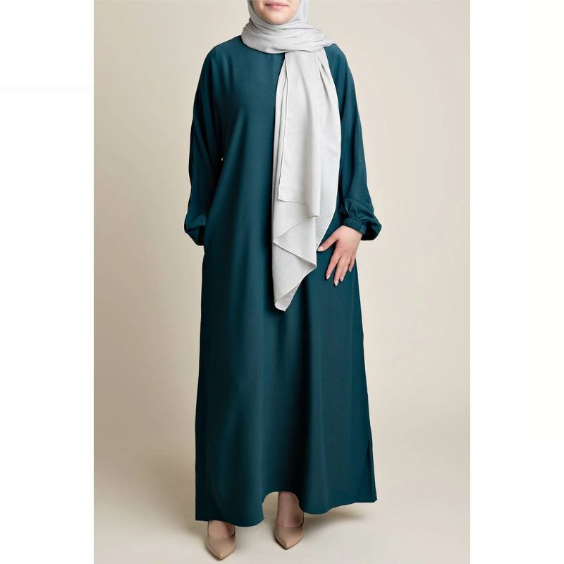 Hatun Classic Everyday Abaya Teal For Women Teal