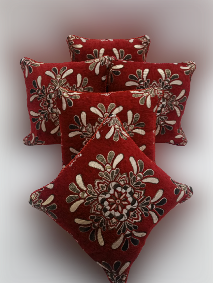 Velvet Cushion Covers | 5pcs Set | Red | JC-15