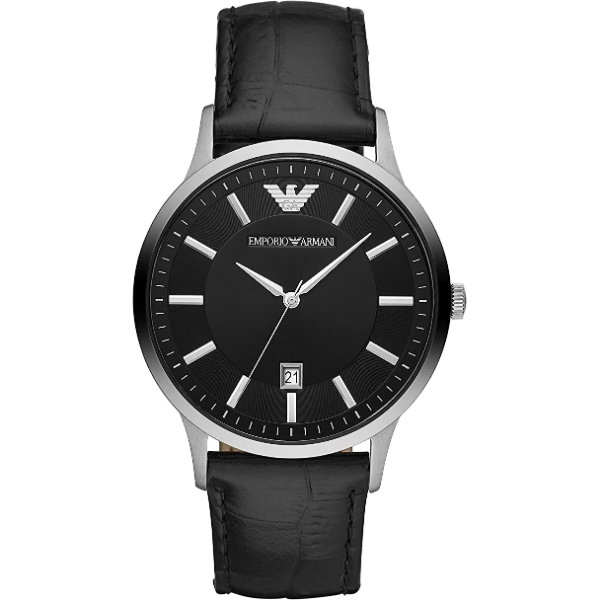 Emporio Armani Renato Black Leather Strap Black Dial Quartz Watch For Gents – Ar11186