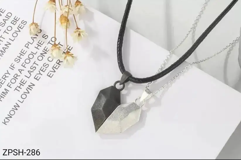 Magnetic Two Souls One Heart Couple Pendant Necklaces-ZPSH286