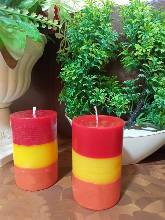 CANDLES CITY -- SCENTED MULTICOLOUR PILLAR CANDLE (3.5x2 inches) (01 Pc)