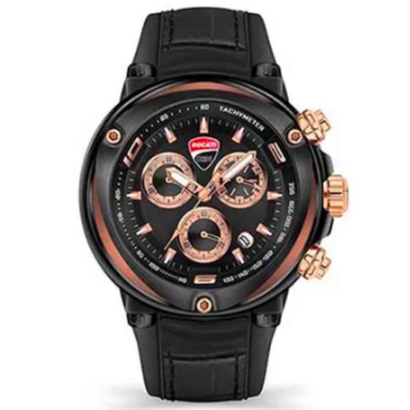 Ducati Corse Men's Partenza Chronograph Leather Wrist Watch DTWGO2018802- - 49 mm - Black