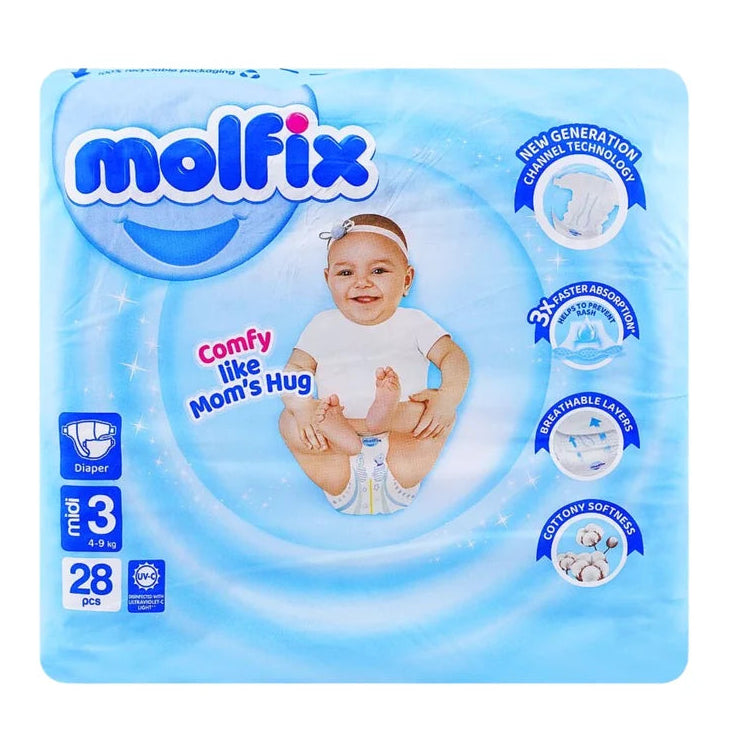 Molfix Baby Diaper Midi Size 3 Pack 28 Pcs