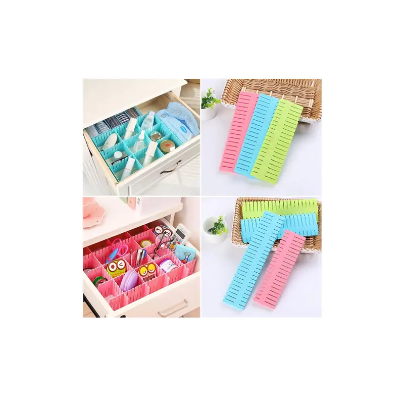 4Pcs Set Plastic Diy Grid Drawer Divider Separator
