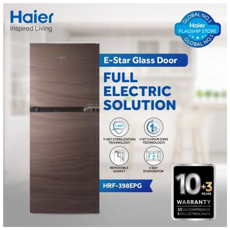 Haier HRF-398 EPB / EPC / EPG / EPR E-Star 14 Cubic Feet Double Door Refrigerator With Official Warranty
