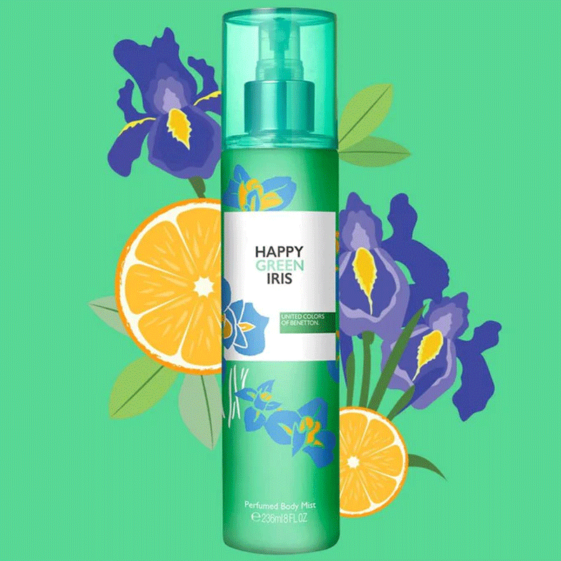 Benetton Body Mist Happy Green Iris 236ml