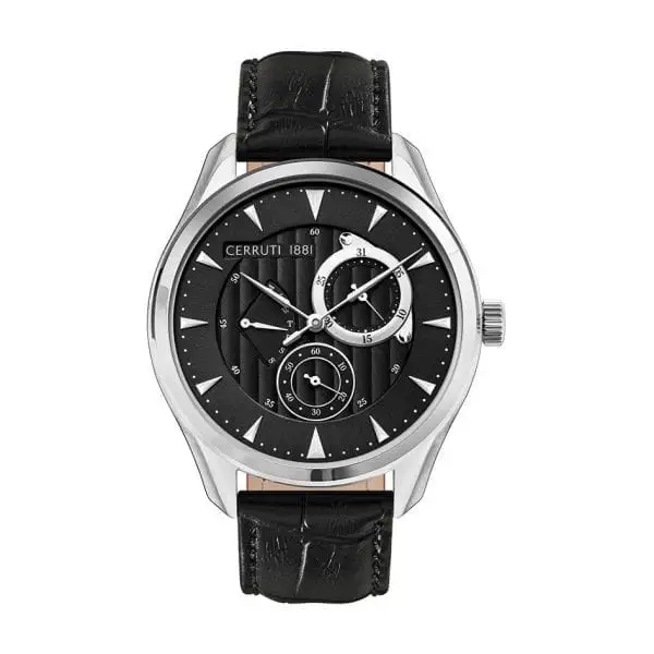 Cerruti Men's Canazei Round Shape Analog Wrist Watch 42 mm - Black - C CRWA29904