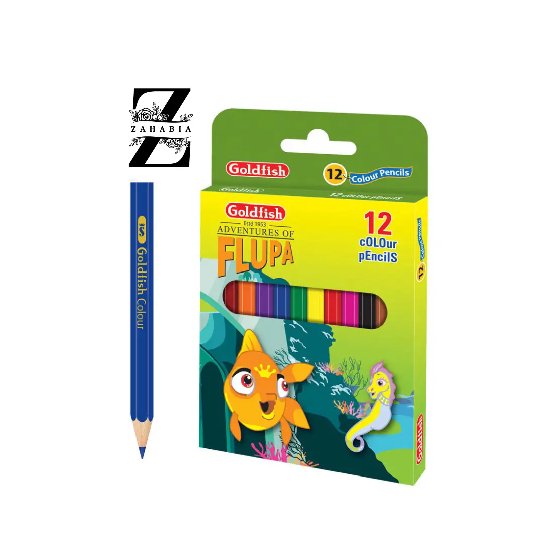 Goldfish Color Pencil - Colors Set For Kids - School Stationery - Pack of 12 Colors Half Size in Cardboard Packet Best Quality Color Pencils Recommended For Junior Kids