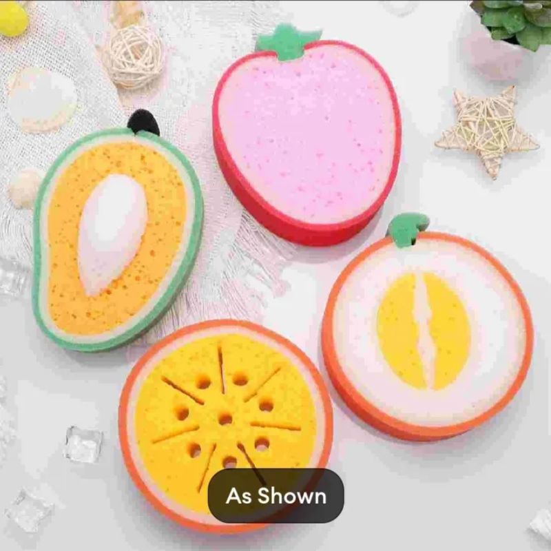 Assorted Fruit Bath Sponges pack of 2