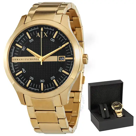 Armani Exchange Hampton Quartz Black Dial Men's Watch Set
