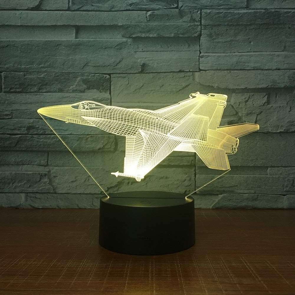 Large F-18 Hornet Aircraft 3-D Illusion Night Lamp Bedside Table Lamp