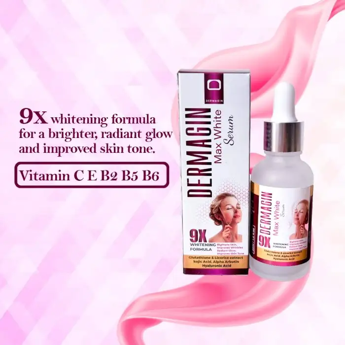 Max White Serum with Vitamin C, E, B2, B5, B6: 9x Whitening Formula