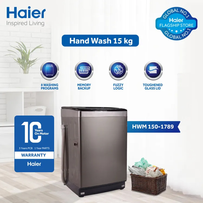 Haier HWM 150 -1789 15Kg Top Loading Fully Automatic Machine With Offiicial Warranty