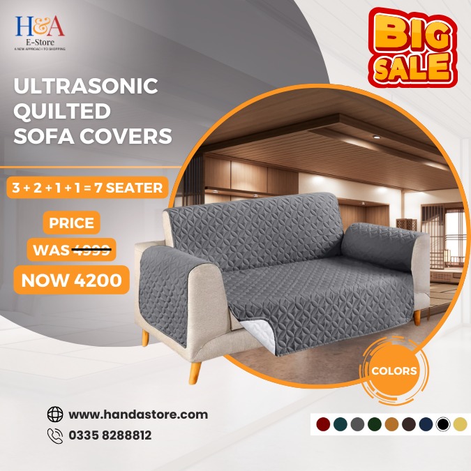 Ultrasonic Quilted 7-Seater Sofa Covers - Set of 5 Colors, Durable and Stylish Couch Protectors for Large Sofas