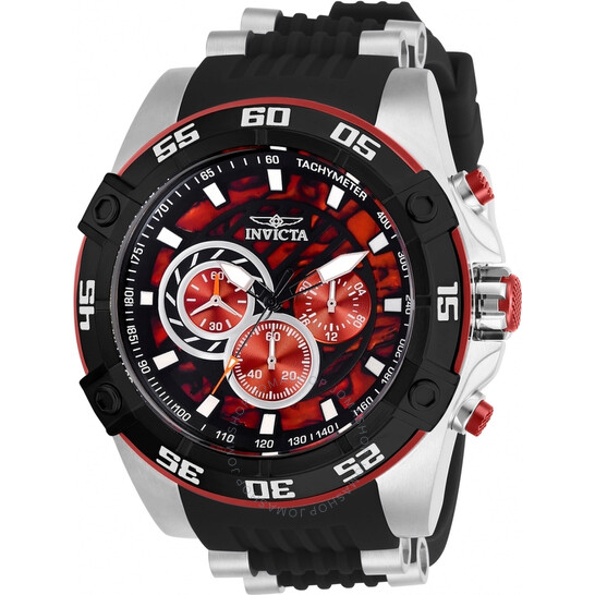 Invicta Speedway Chronograph Red Dial Black Silicone Men's Watch