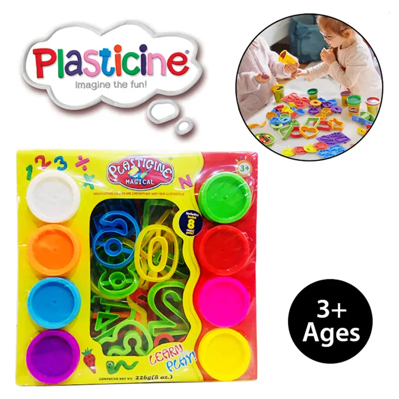 Plasticine Magical Numbers & Shapes Intelligent Play Dough 23 PCS Clay Molds for Kids With 8 Cans Pots