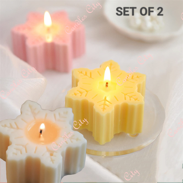 SET OF 2 - SCENTED FLOWER CANDLES/ SNOWFLAKE CANDLES/ BIRTHDAY PARTY/ WEDDING CANDLES/ CHRISTMAS CANDLES