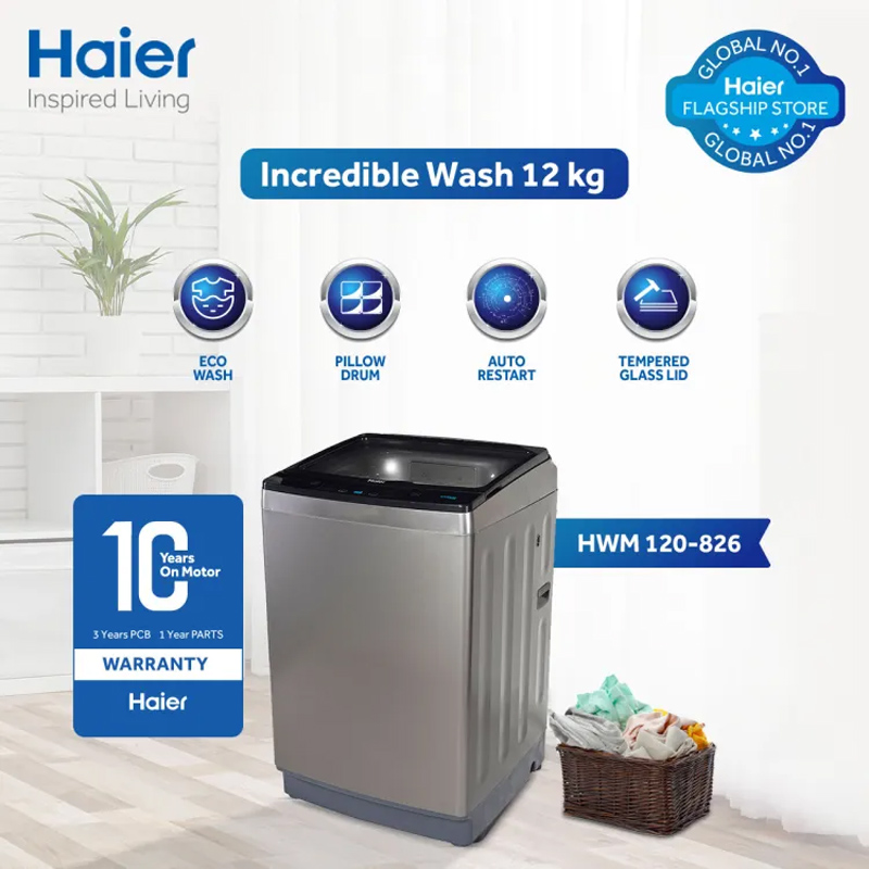 Haier HWM 120-826S6 12KG Top Load Washing Machine With Official Warranty