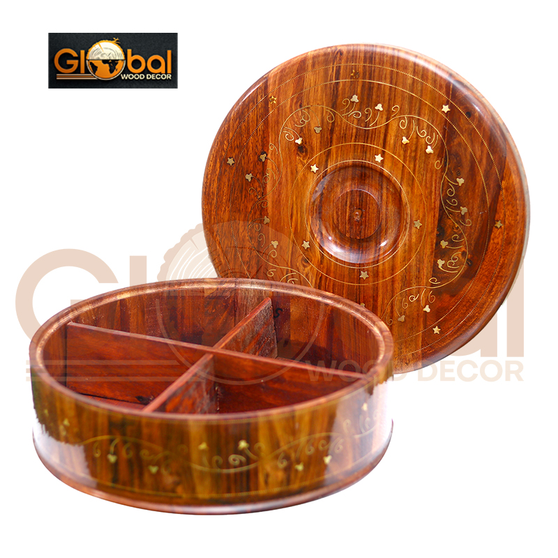 Dry Fruit Wooden Box & Hot Pot with Brass Designed