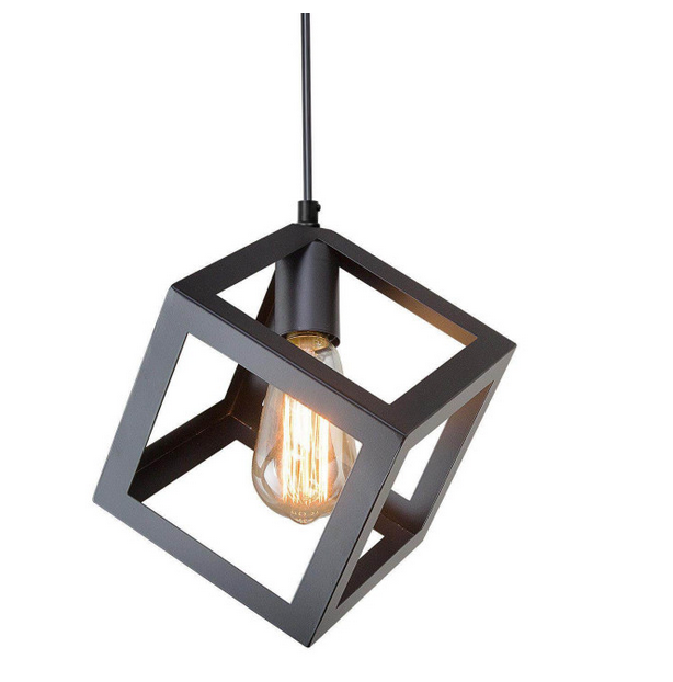 Pendant Light Black Cube Retro Style Industrial Mini Ceiling