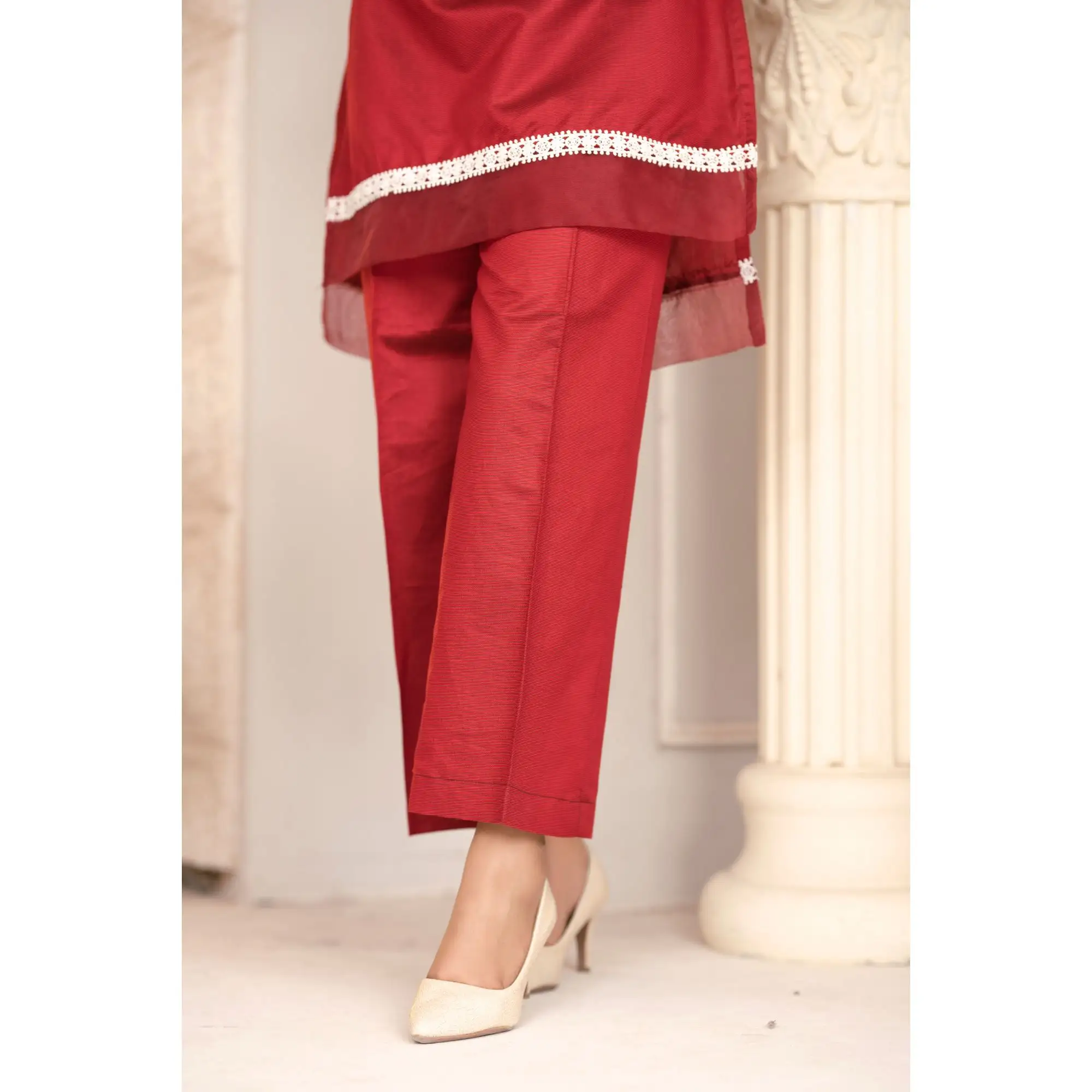 Bint Al Bilaad Embroidered Suit Ready to Wear Embroidered Khadi Viscose fabric Shirt Trouser (2 PIECE) #BB-007