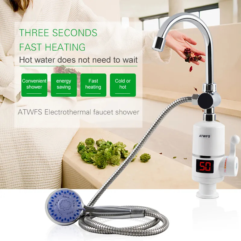 Tankless Water Heater Faucet Shower Instant Water-Heater Electric Tap Heating Instant Hot Water for Kitchen and Bathroom